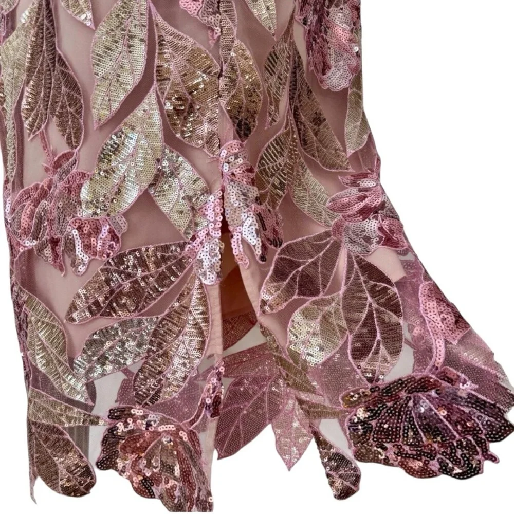 Marchesa Notte Floral Sequin Embellished Tulle Midi Dress NWT Size 16 - Picture 7 of 12